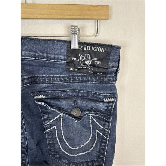 True Religion Ricky Flap Super T Jeans Men’s 36x32 Relaxed Straight Blue - Picture 5 of 10